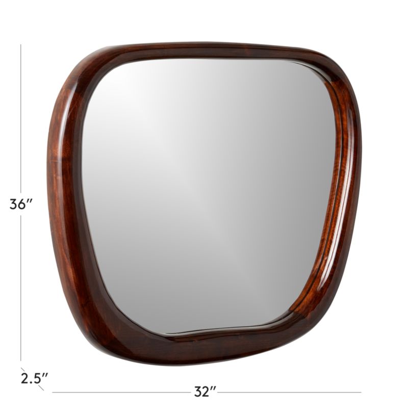 View Meriti Polished Walnut Wood Wall Mirror 30''x32'' - image 3 of 8