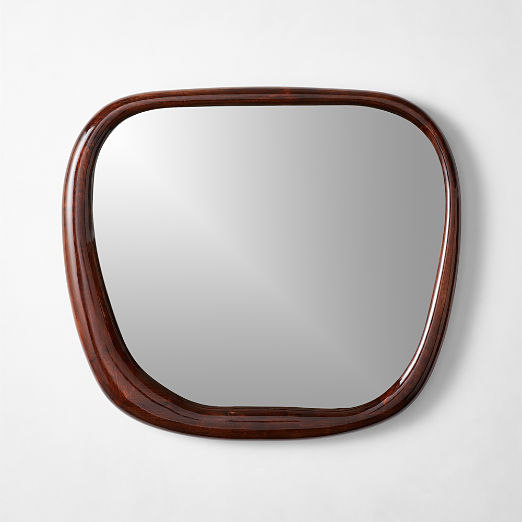 Meriti Polished Walnut Wood Wall Mirror 30''x32''