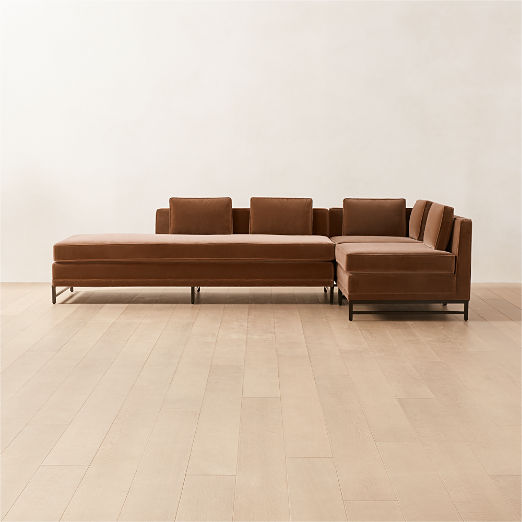 Metric 3-Piece Sectional Sofa with Left Half-Back Luca Espresso by Paul McCobb