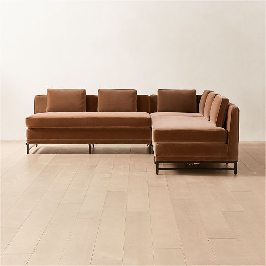 Metric 3-Piece Sectional Sofa with Loveseat Luca Espresso by Paul McCobb