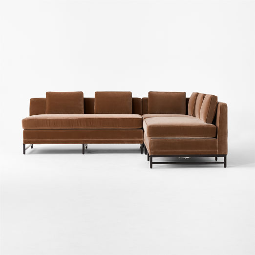 Metric 3-Piece Sectional Sofa with Loveseat Deauville Stone by Paul McCobb