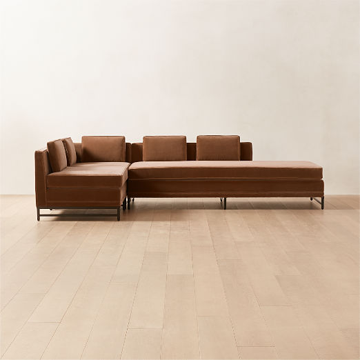 Metric 3-Piece Sectional Sofa with Right Half-Back Luca Espresso by Paul McCobb