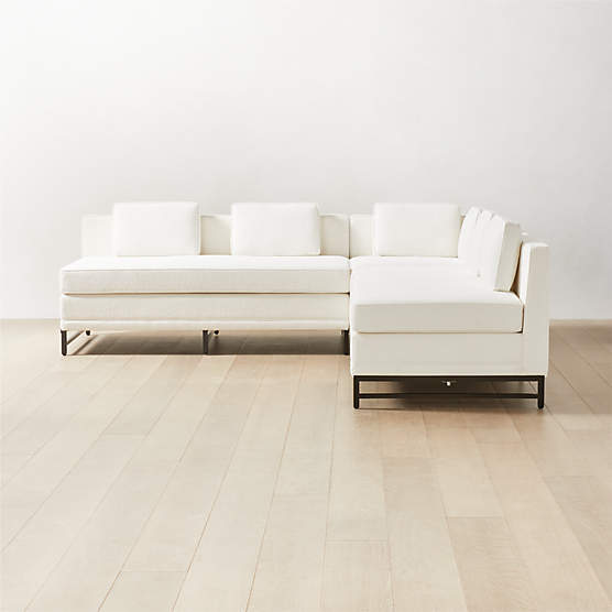 Metric 3-Piece L-Shaped White Boucle Sectional Sofa