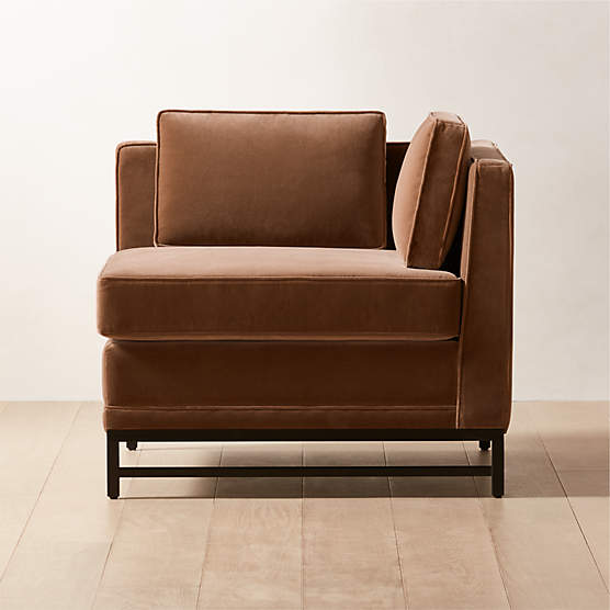 Metric Chestnut Velvet Corner Chair Model 8021