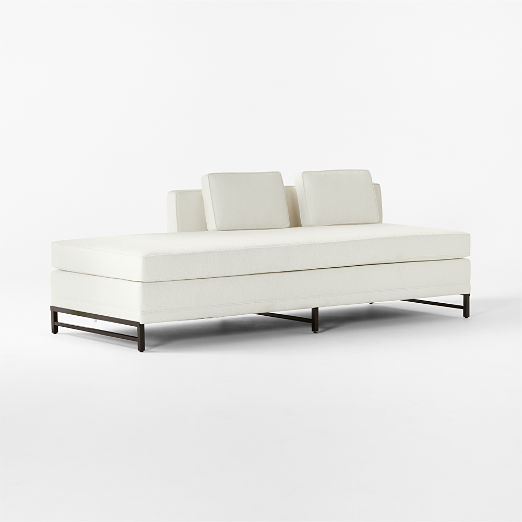 Metric White Boucle Armless Sofa with Left Half-Back Model 8046 by Paul McCobb