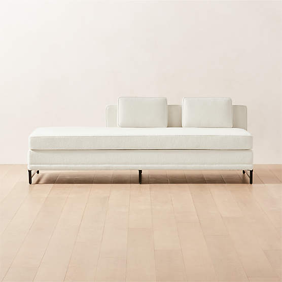 Metric White Boucle Armless Sofa with Left Half-Back Model 8046 by Paul McCobb