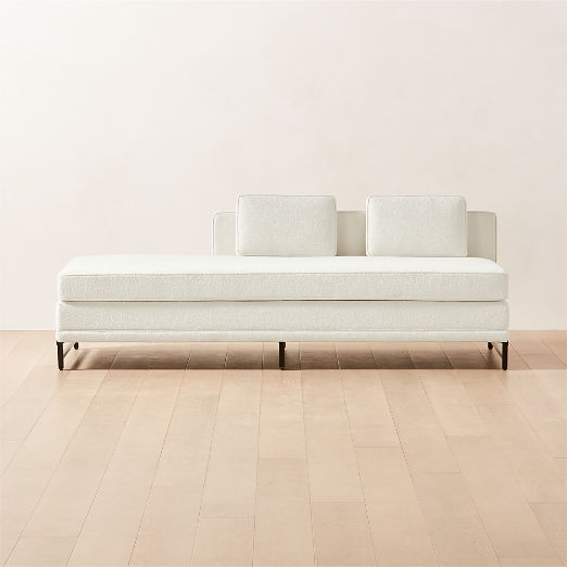 Metric White Boucle Armless Sofa with Left Half-Back Model 8046 by Paul McCobb