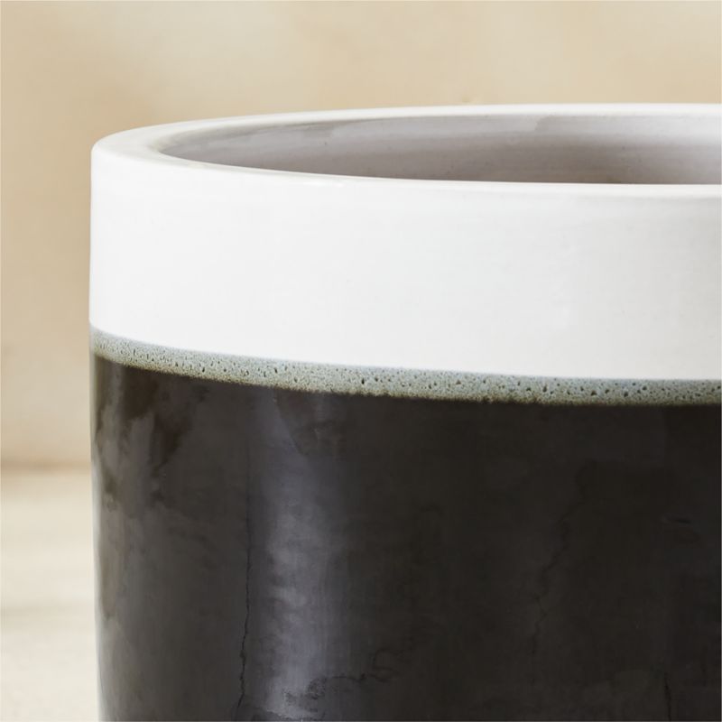 Mezi Black and White Glazed Clay Indoor/Outdoor Planter Small - image 4 of 6