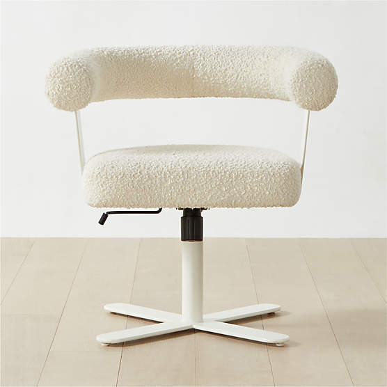 Neli Modern White Boucle Desk Chair + Reviews CB2 Canada