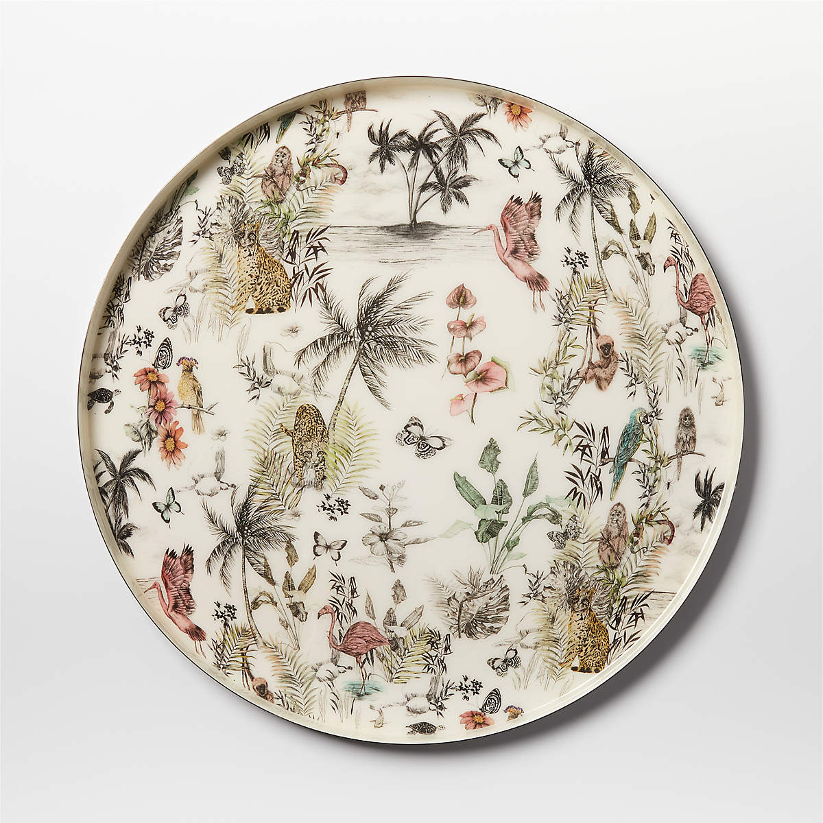 Jungle Print Round Serving Tray | CB2