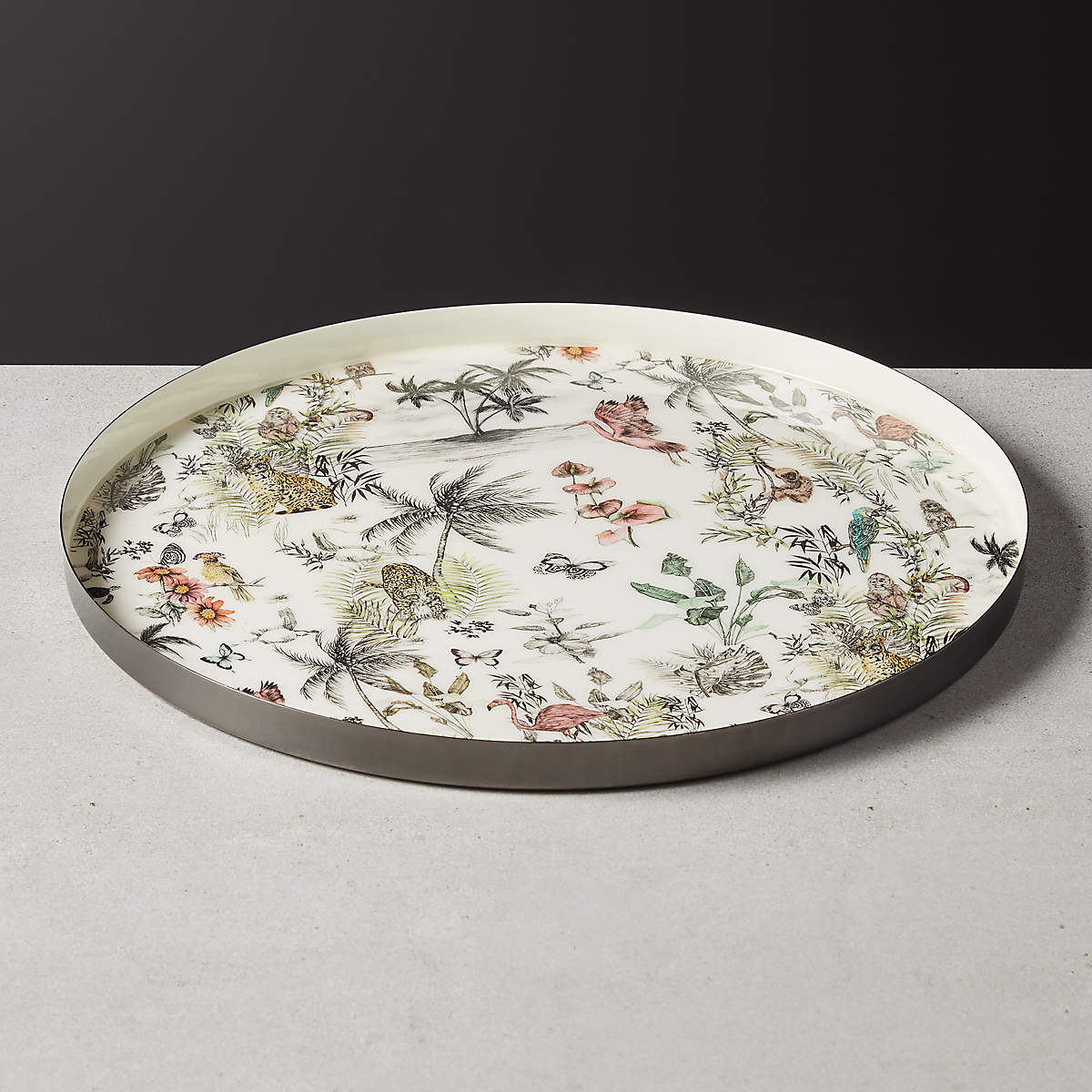 Jungle Print Round Serving Tray by Matthew Williamson + Reviews | CB2