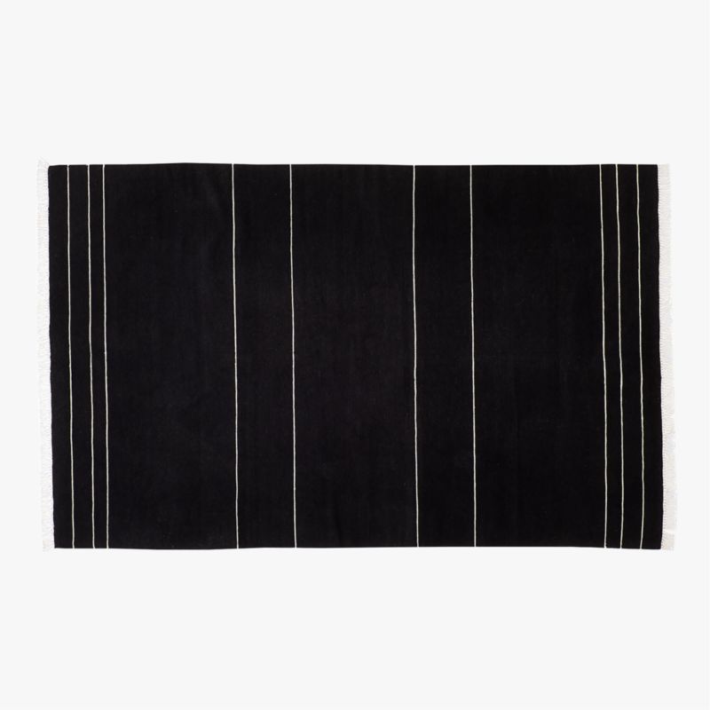 Mieta Handwoven Black Stripe New Zealand Wool Area Rug 5'x8' - image 0 of 3