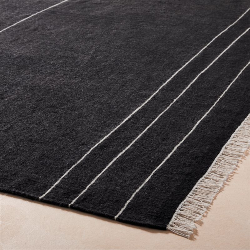 Mieta Handwoven Black Stripe New Zealand Wool Area Rug 9'x12' - image 3 of 4