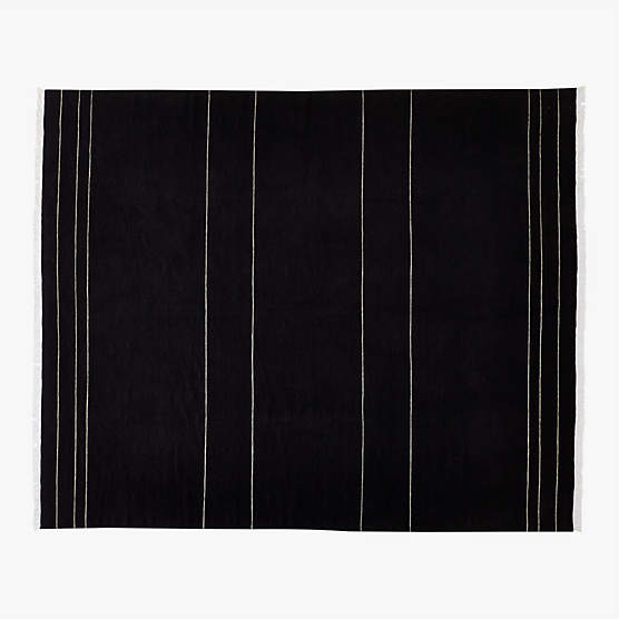 Mieta Handwoven Black Stripe New Zealand Wool Area Rug 8'x10'