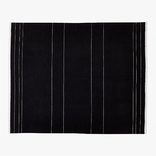 Mieta Handwoven Black Stripe New Zealand Wool Area Rug 8'x10'