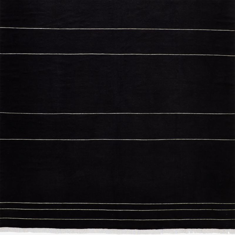 Mieta Handwoven Black Stripe New Zealand Wool Rug Swatch 12"x12" - image 0 of 3