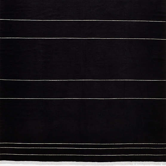 Mieta Handwoven Black Stripe New Zealand Wool Rug Swatch 12"x12"