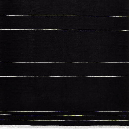 Mieta Handwoven Black Stripe New Zealand Wool Rug Swatch 12"x12"