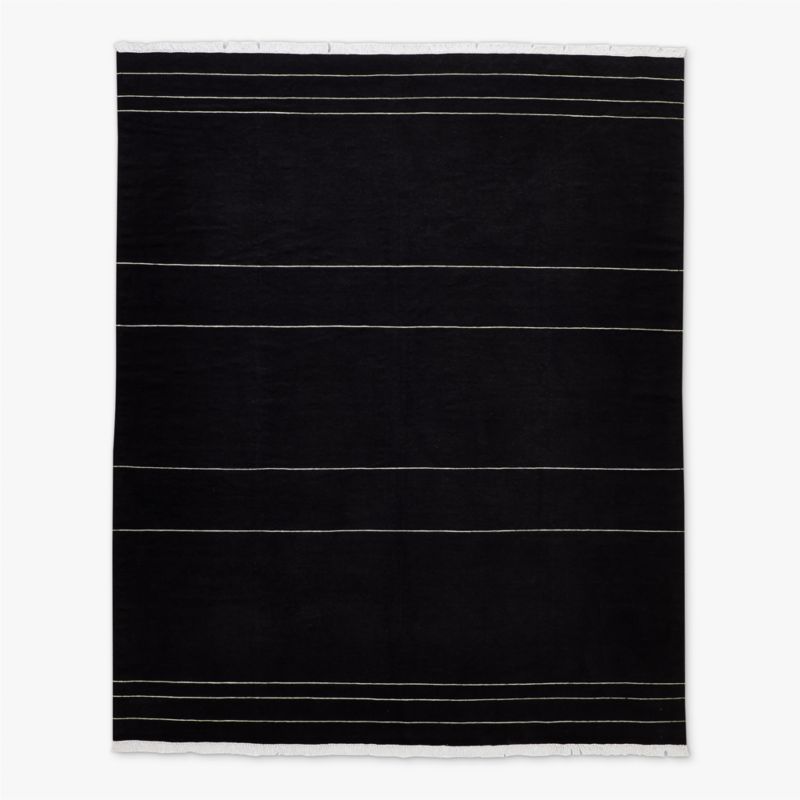 Mieta Handwoven Black Stripe New Zealand Wool Area Rug 6'x9' - image 0 of 3