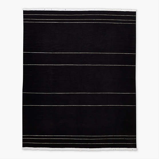 Mieta Handwoven Black Stripe New Zealand Wool Area Rug 9'x12'