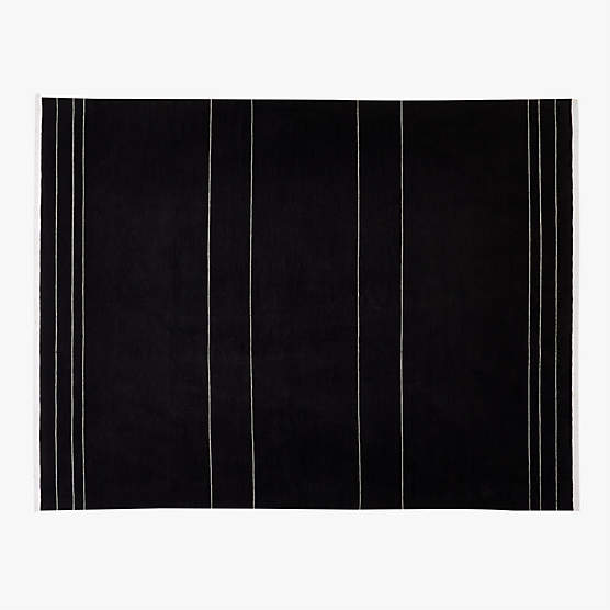 Mieta Handwoven Black Stripe New Zealand Wool Area Rug 9'x12'