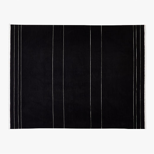 Mieta Handwoven Black Stripe New Zealand Wool Area Rug 9'x12'