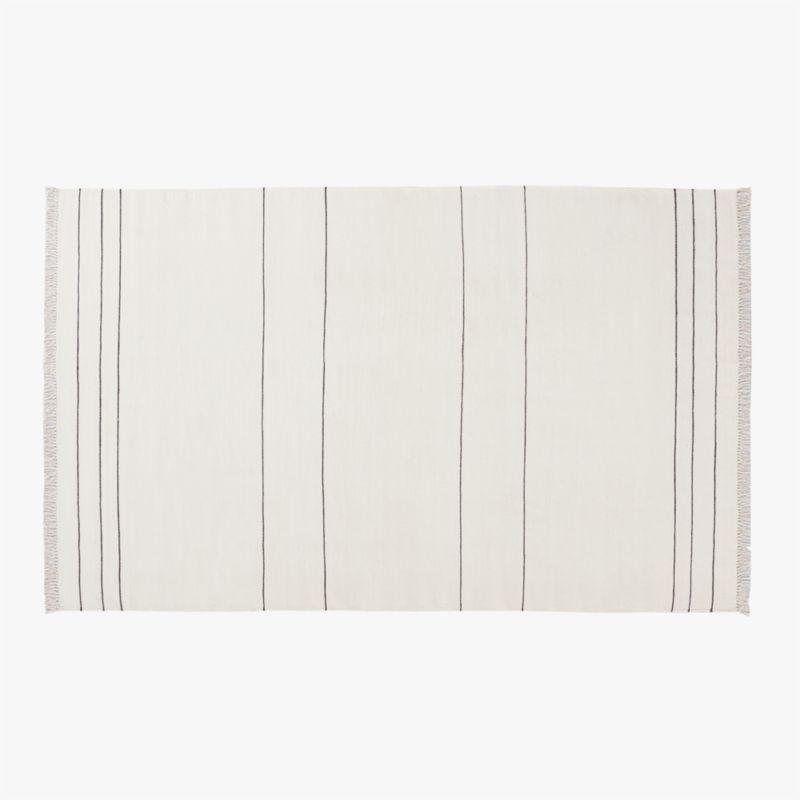 Mieta Handwoven Warm White Stripe New Zealand Wool Area Rug 5'x8' - image 0 of 5