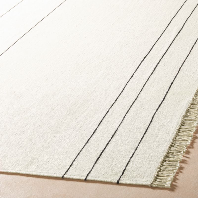 Mieta Handwoven Warm White Stripe New Zealand Wool Area Rug 8'x10' - image 2 of 5