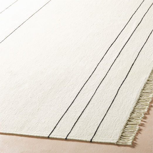 Mieta Warm White Stripe Handwoven New Zealand Wool Area Rug