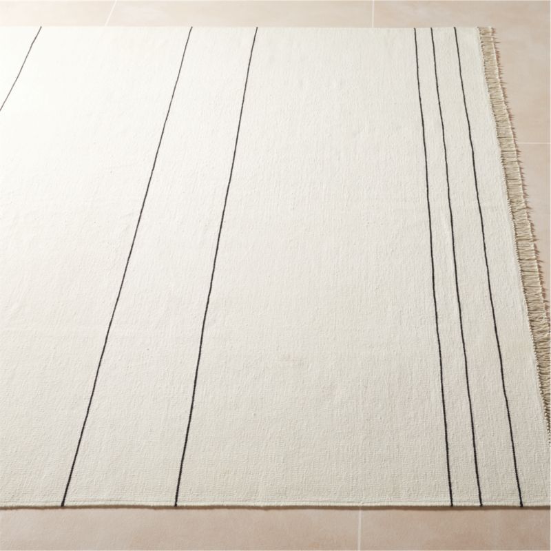 Mieta Handwoven Warm White Stripe New Zealand Wool Area Rug 8'x10' - image 2 of 5