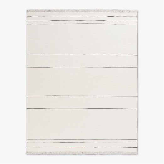 Mieta Warm White Stripe Handwoven New Zealand Wool Area Rug