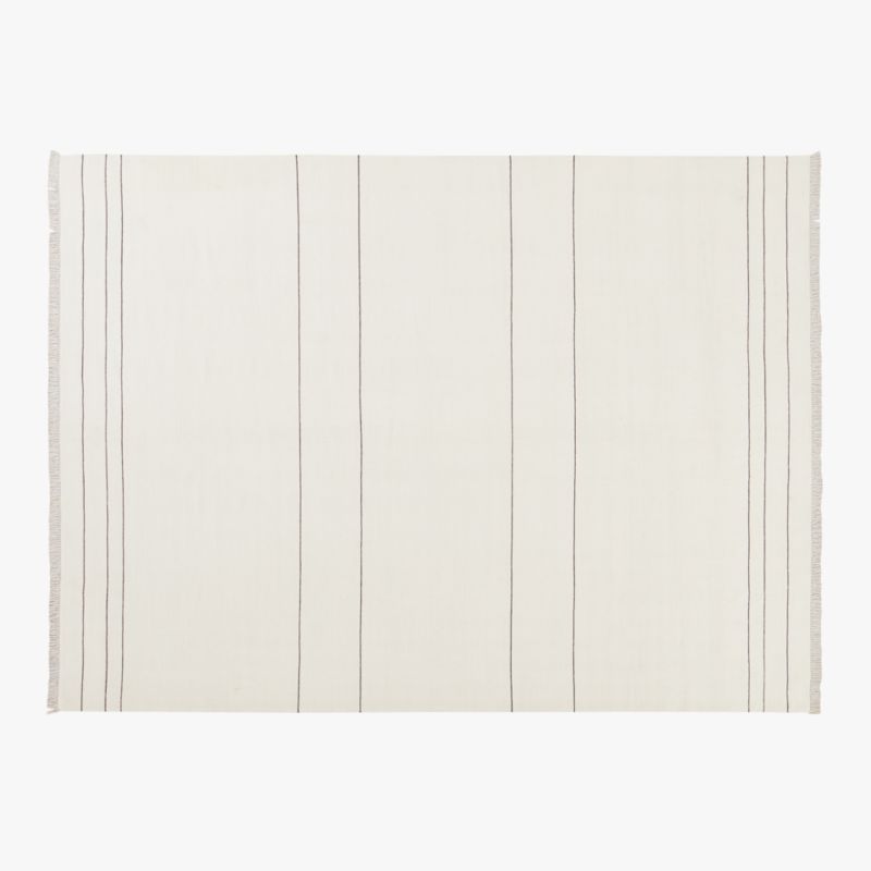 Mieta Handwoven Warm White Stripe New Zealand Wool Area Rug 9'x12' - image 0 of 5