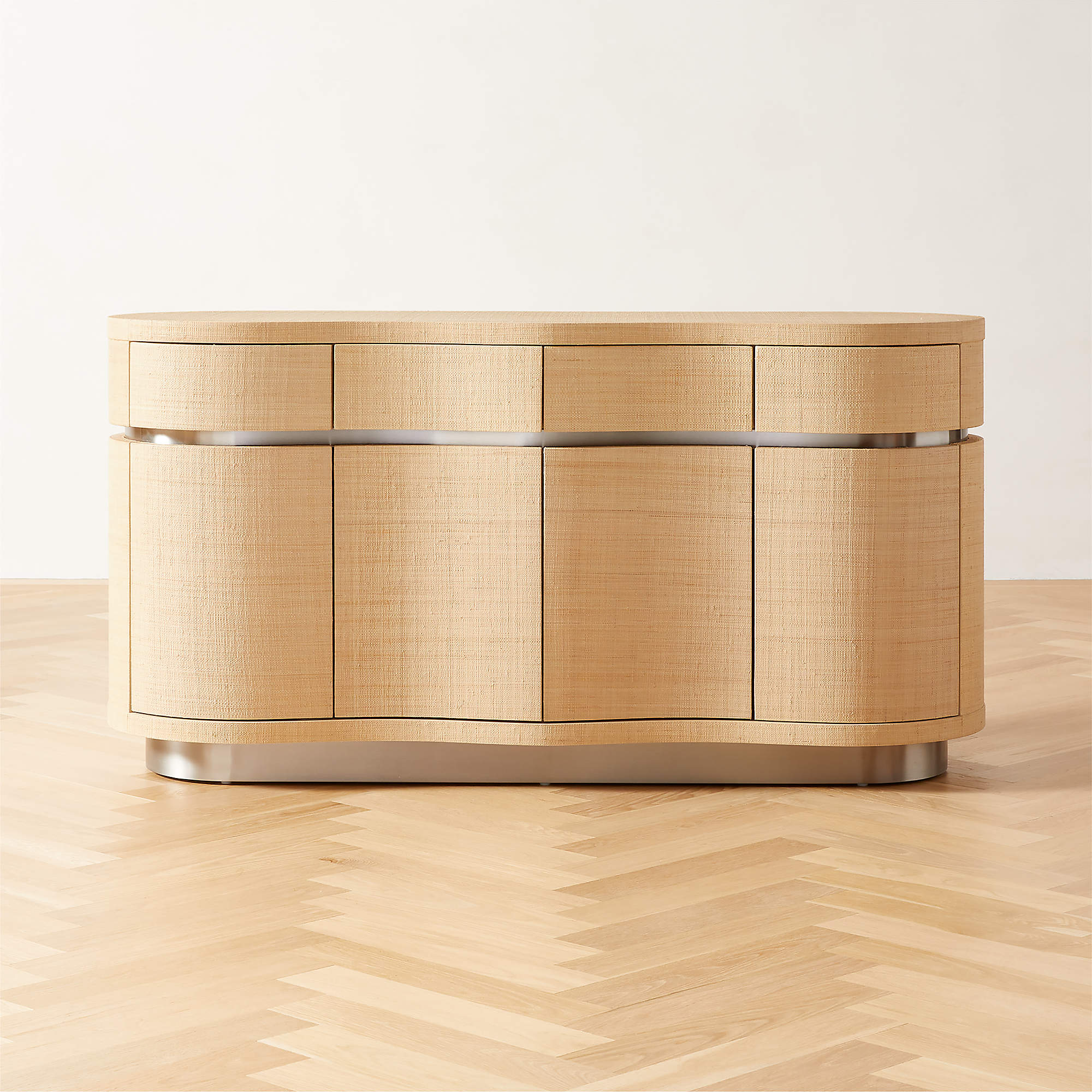 Milbrae Curved Grasscloth Credenza + Reviews CB2 Canada