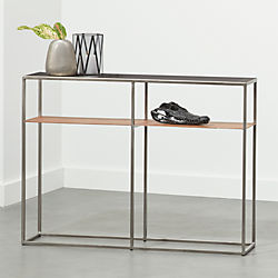 Modern Console Tables Cb2 Mill Mini Leather Console Table