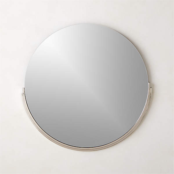 Mimi Round Polished Nickel Wall Mirror, 24 Round Mirror Brushed Nickel