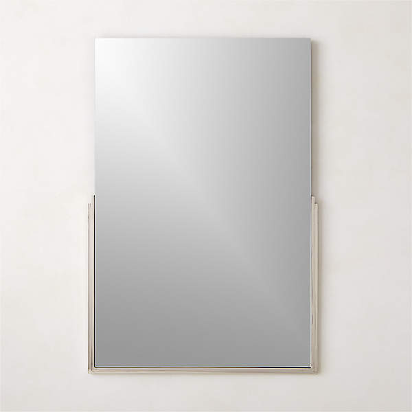 Mimi Rectangular Polished Nickel Wall, Polished Nickel Rectangular Bathroom Mirror