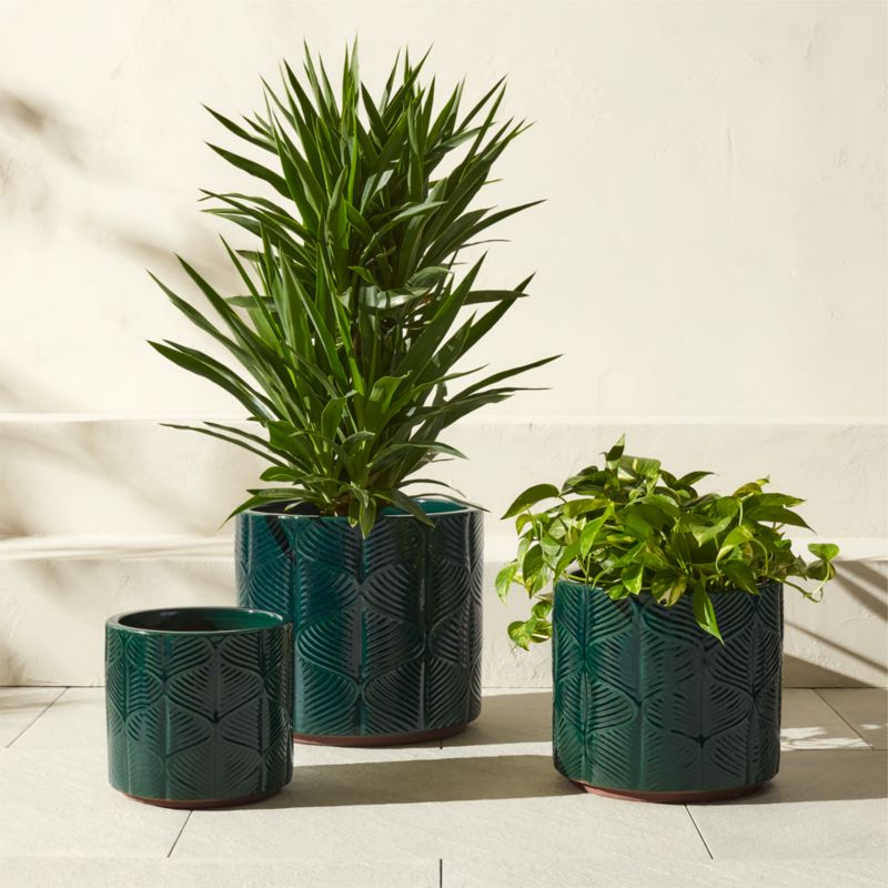 Mina Round Dark Green Reactive Glazed Indoor/Outdoor Planter Small - image 2 of 6