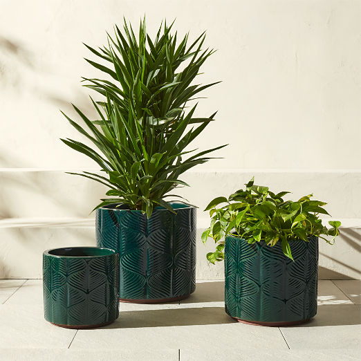 Mina Round Dark Green Reactive Glazed Indoor/Outdoor Planters