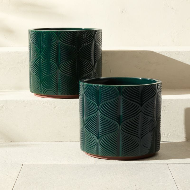 Mina Round Dark Green Reactive Glazed Indoor/Outdoor Planter Large - image 5 of 6