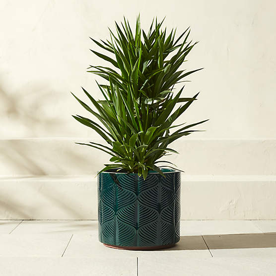 Mina Round Dark Green Reactive Glazed Indoor/Outdoor Planter Large