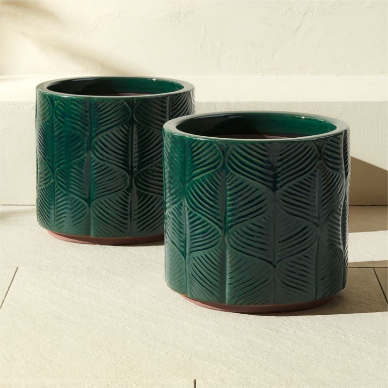 Mina Round Dark Green Reactive Glazed Indoor/Outdoor Planter Medium - image 5 of 6