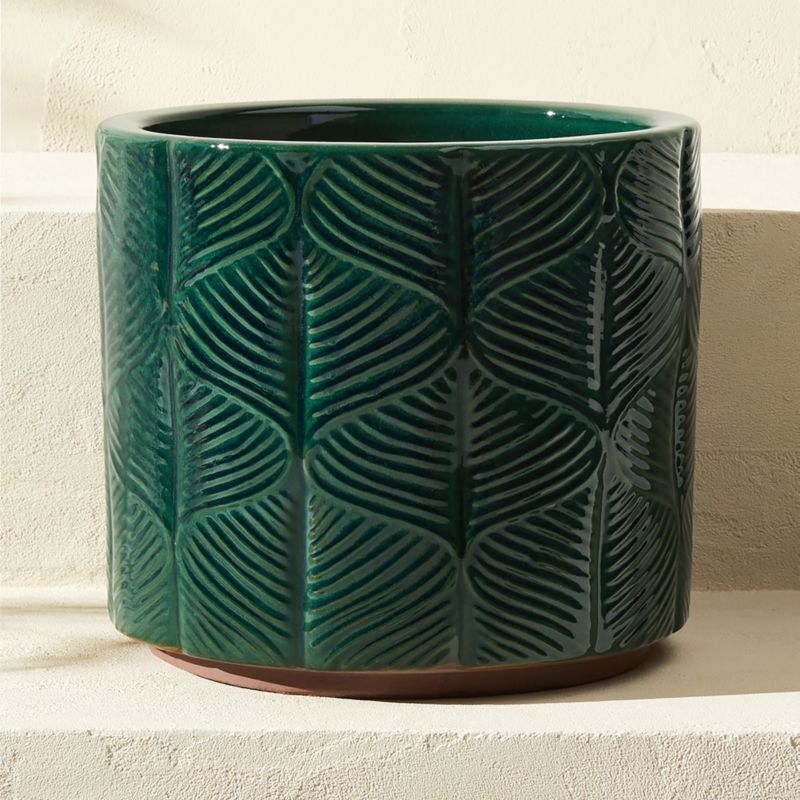 Mina Round Dark Green Reactive Glazed Indoor/Outdoor Planter Medium - image 3 of 6