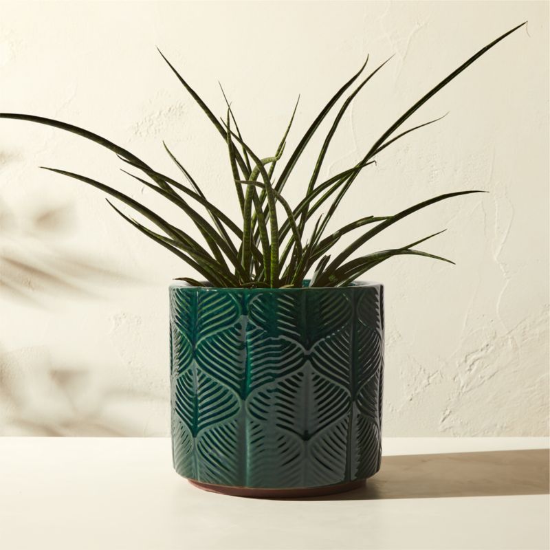 Mina Round Dark Green Reactive Glazed Indoor/Outdoor Planter Small - image 0 of 6