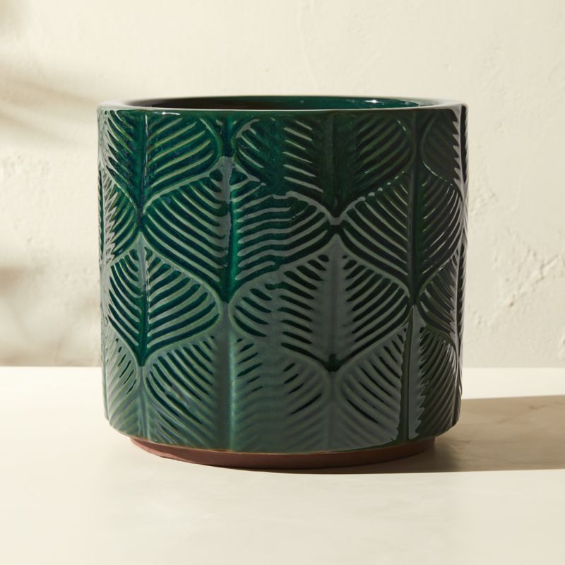 Mina Round Dark Green Reactive Glazed Indoor/Outdoor Planter Small - image 3 of 6