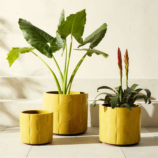 Mina Round Yellow Reactive Glazed Indoor/Outdoor Planter Medium