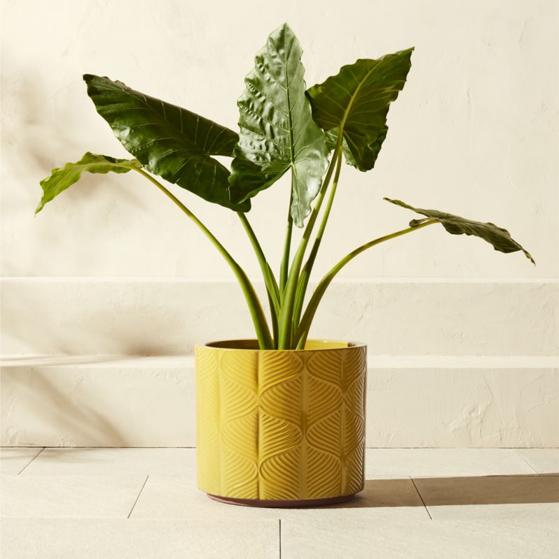 Mina Round Yellow Reactive Glazed Indoor/Outdoor Planter Large - image 0 of 6