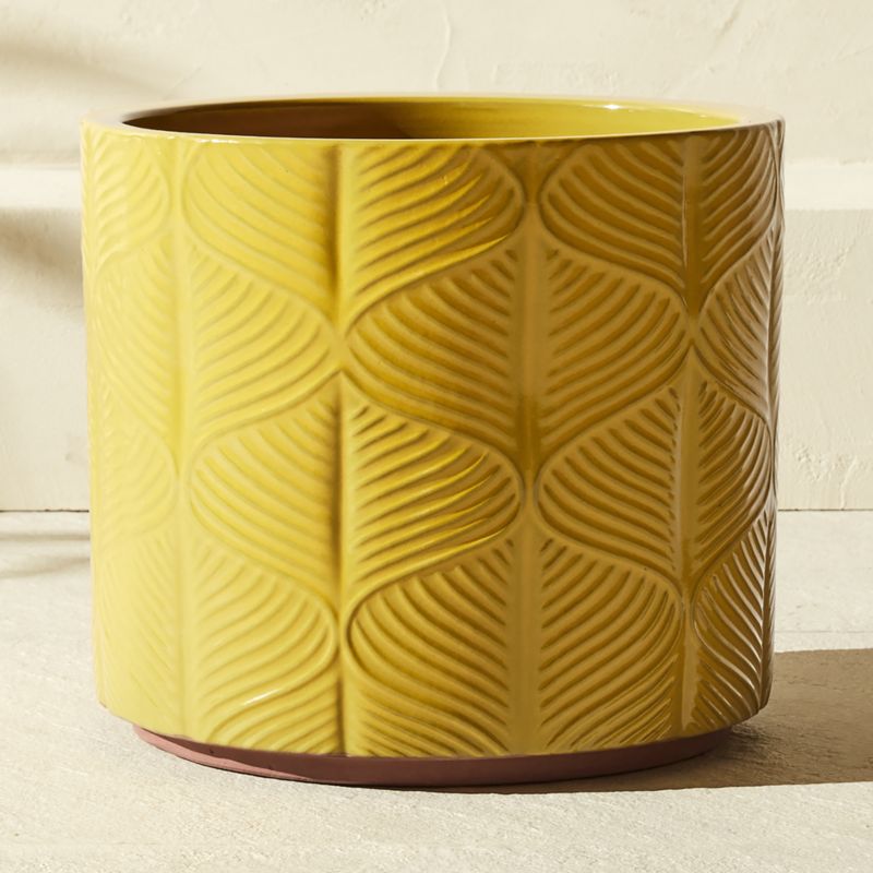 Mina Round Yellow Reactive Glazed Indoor/Outdoor Planter Large - image 3 of 6