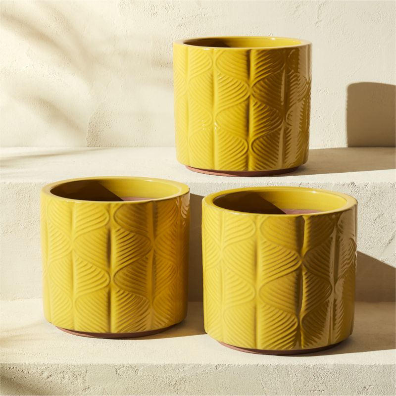 Mina Round Yellow Reactive Glazed Indoor/Outdoor Planter Small - image 5 of 6