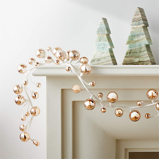 Mini Champagne Gold Ball Holiday Garland 72"