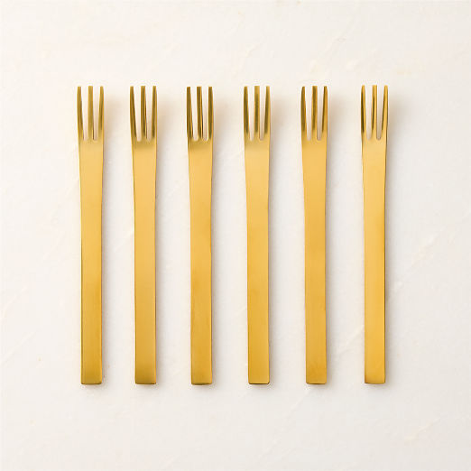 Mini Gold Cocktail Forks Set of 6